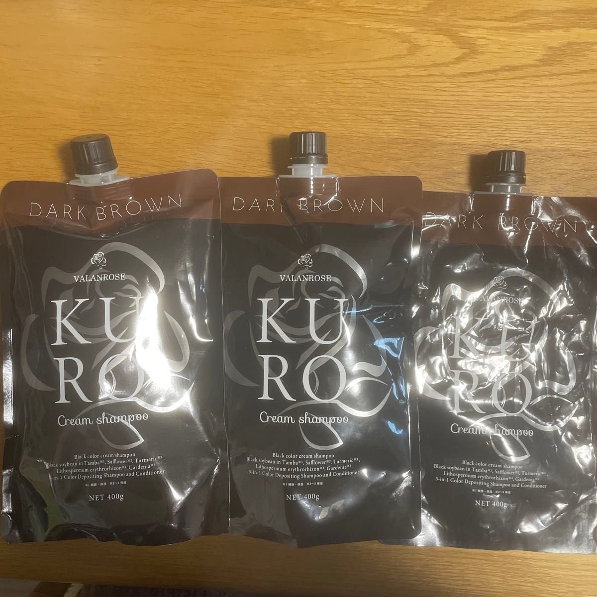 VALANROSE KURO クリームシャンプー ダークブラウン 400g 3個セット