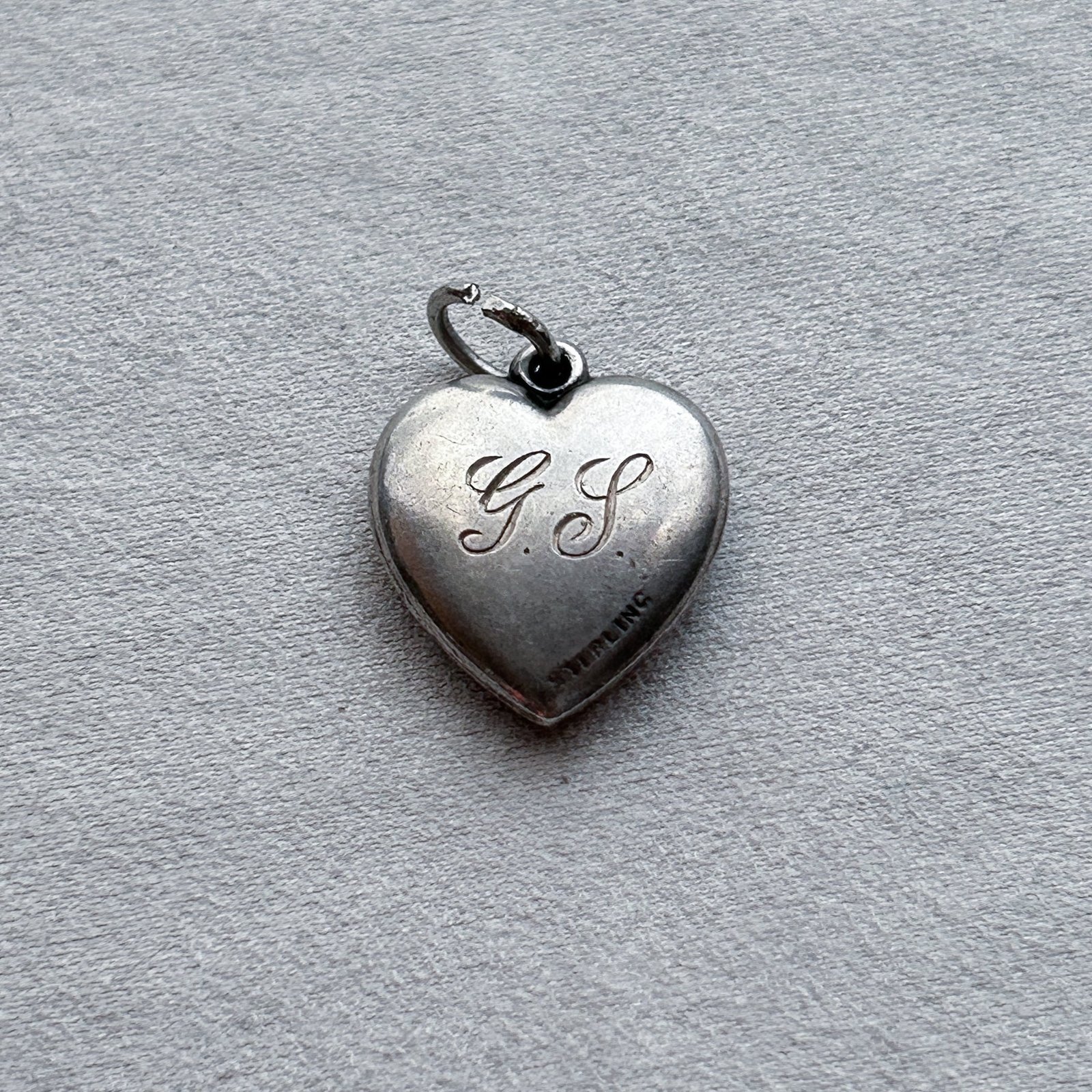 40s Sweet Heart jewelry Puffy Heart Sterling WWⅡ Forget me not 第