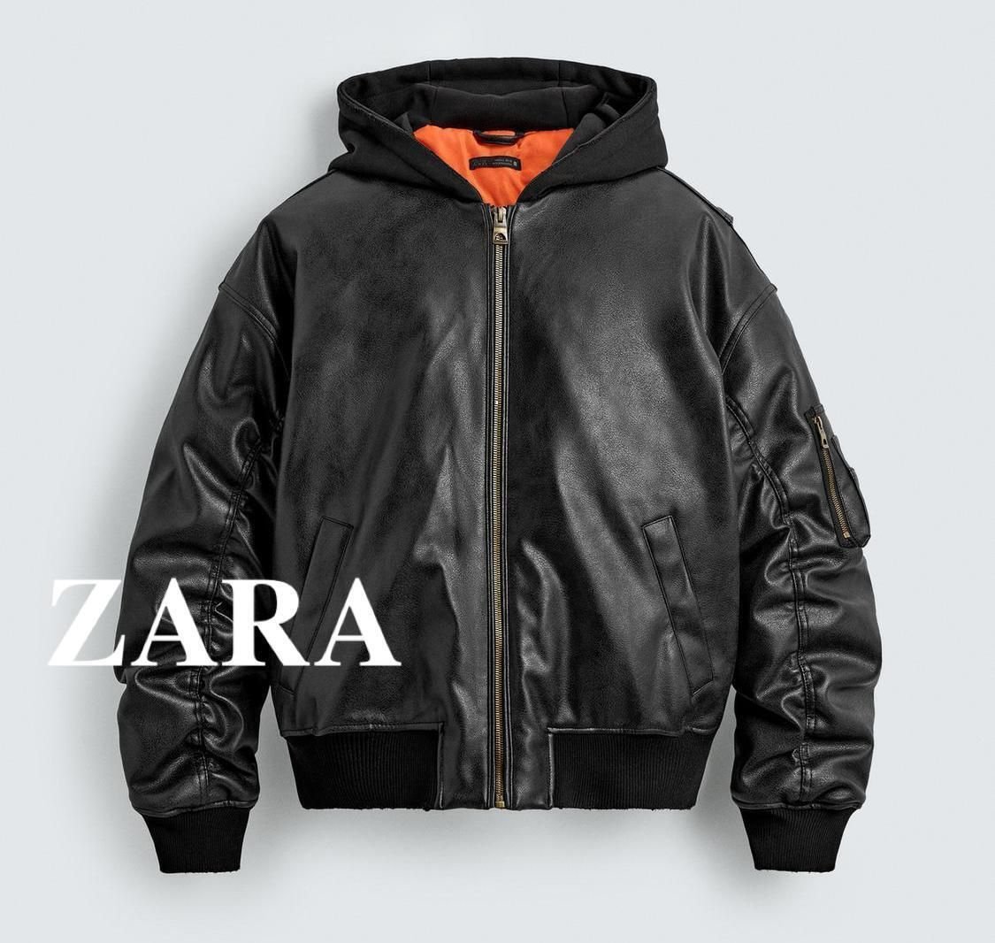 ☆ドイツ発*ZARA*フーデッドフェイクレザーボンバージャケット☆ (ZARA
