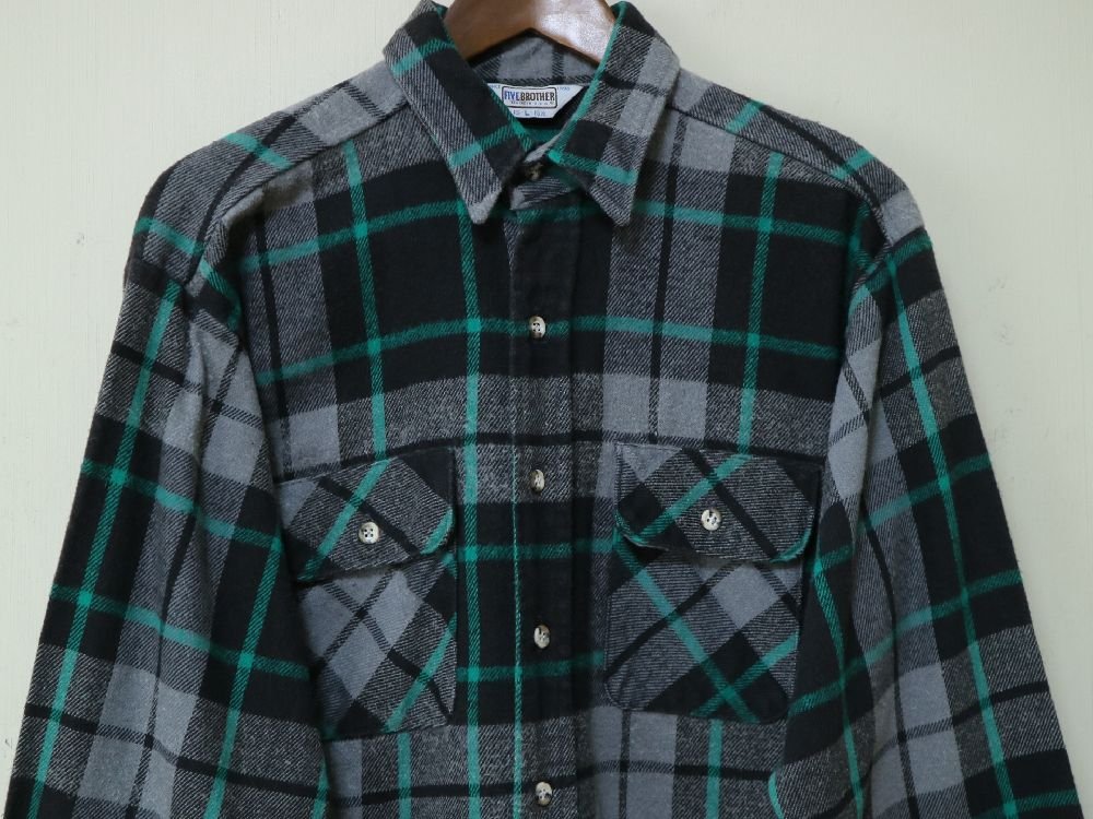 80s FIVEBROTHER ヘビーネル シャツ L MADE IN USA製 ヴィンテージ